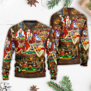 Christmas Poker Gambling Santa And Friends Play Poker Ugly Christmas Sweater, Christmas Ugly Sweater, Christmas Gift, Gift Christmas 2024