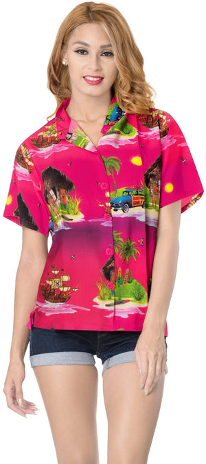 Cool Breast Cancer Pink Scenic Beach Hawaiian Aloha Tropical Design Hawaiian Shirt,Hawaiian Shirt Gift, Christmas Gift