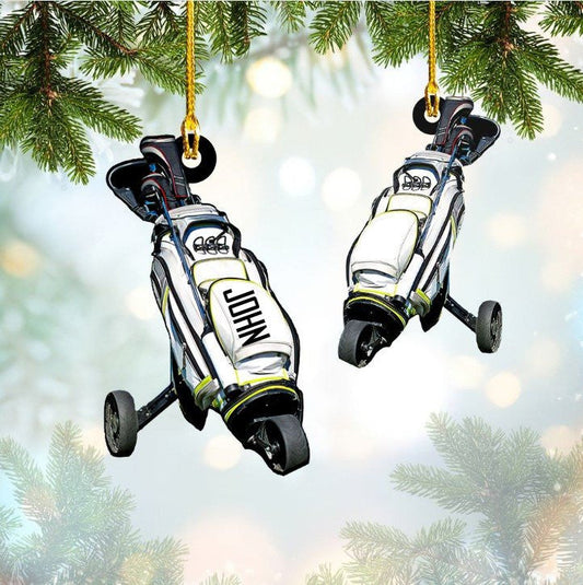 Customized Golf Bags Acrylic Ornament, Golf Cart Ornament For Golf Lovers,Christmas Gift,Christmas Decoration