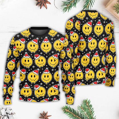 Christmas Smile Happy Face With Santa Hat Ugly Christmas Sweater, Christmas Gift, Gift Christmas 2024