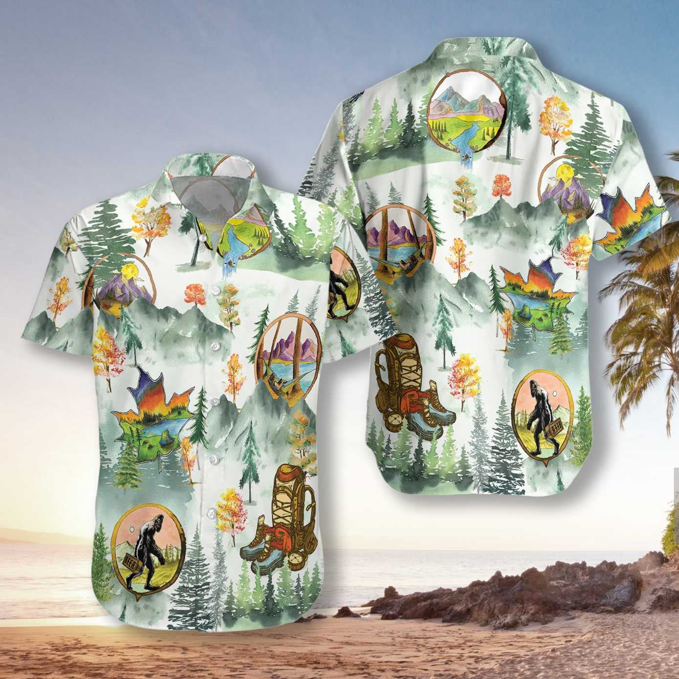 Camping And Hiking Trekking Beautiful Landscape Hawaiian shirt, Hawaiian For Gift