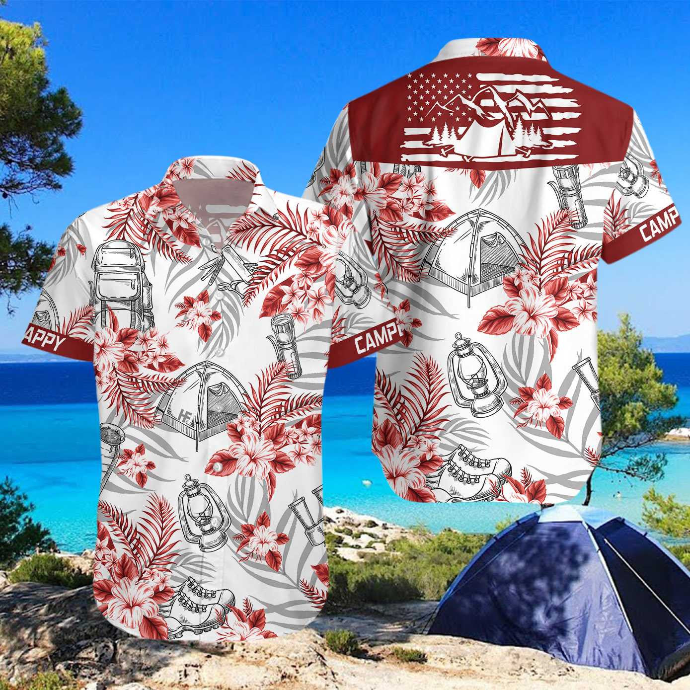 Dubh Agus Dearg Léine Haváí Camper Shona, Bronntanas Léine Haváíais, Bronntanas Nollag