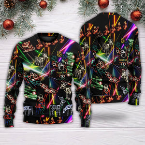 Christmas Tree Neon Art And Snowman Ugly Christmas Sweater, Christmas Gift, Gift Christmas 2024