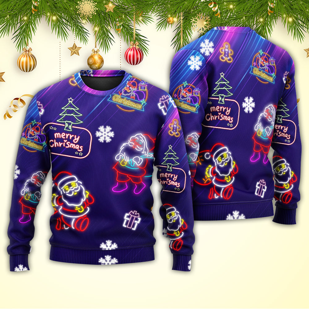 Christmas Santa Neon Light Xmas Party Ugly Christmas Sweater, Christmas Gift, Gift Christmas 2024