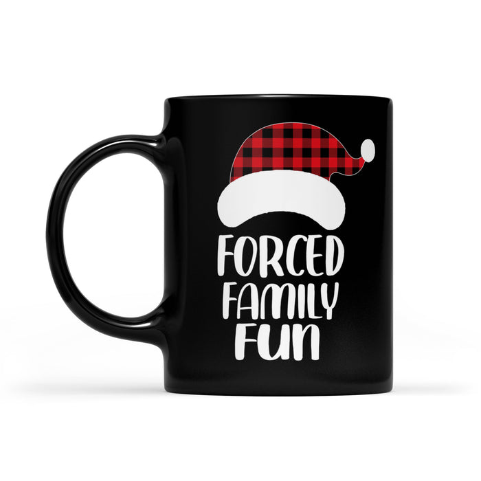 Forced Family Fun Christmas Buffalo Plaid Hat Shirt  Black Mug Gift For Christmas