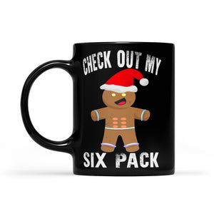 Check Out My Six Pack Funny Christmas Gingerbread Gym Black Mug Gift For Christmas