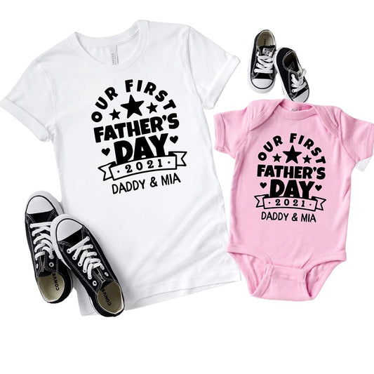 Personalised Our First Father's Day 2021 Shirt Gifts To Daddy, Custom Gifts For Father