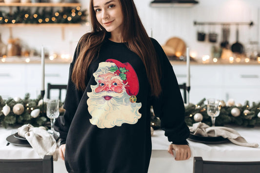 Vintage Santa Claus Sweatshirt, Women's Christmas Sweatshirt,Christmas sweatshirt,Christmas Gift