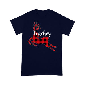 Christmas Reindeer Buffalo Plaid Teacher Funny Gift Tee Shirt Gift For Christmas