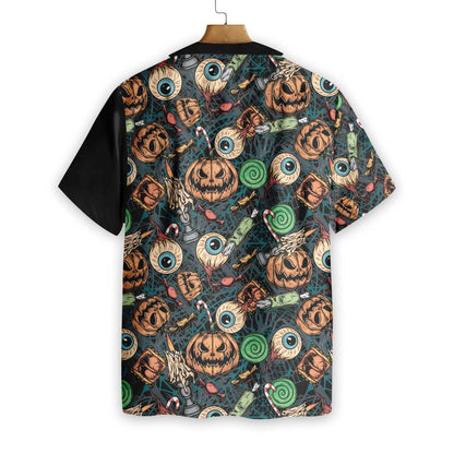Black Background Vintage Halloween Scary Pumpkin Hawaiian Shirt, Hawaiian For Gift