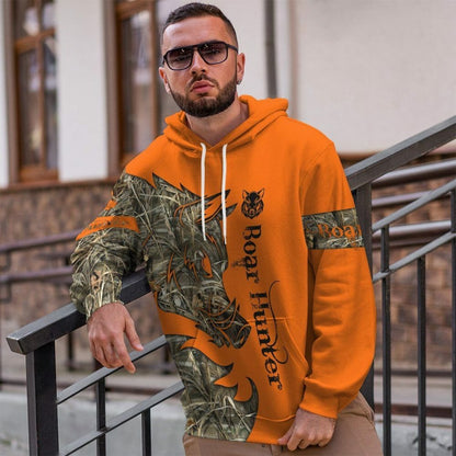 3D Orange Boar Hunter Saincheaptha Tshirt Éadaí Cochaill