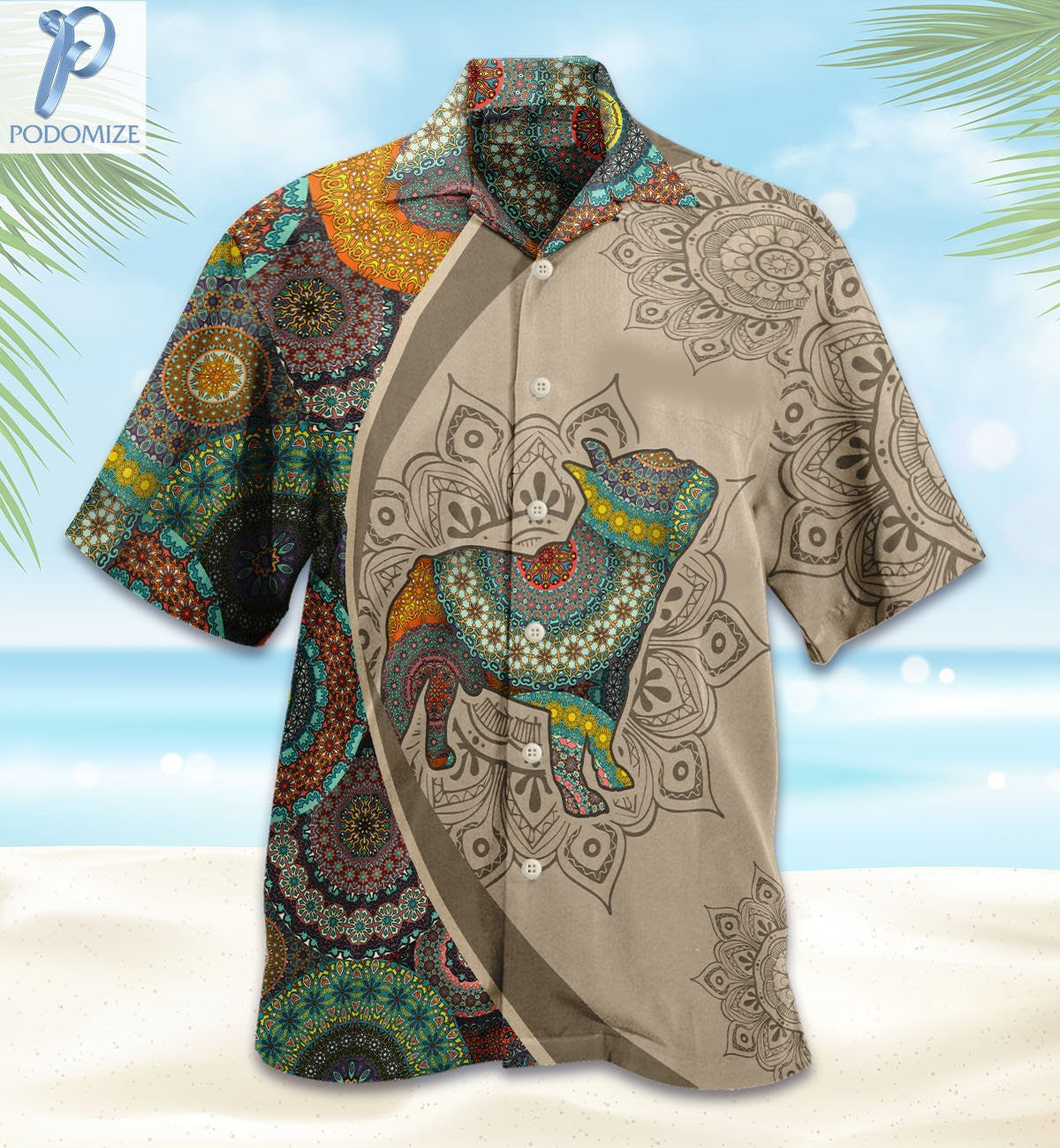 Brown French Bulldog Mandala Pattern Hawaiian Shirt, Hawaiian For Gift