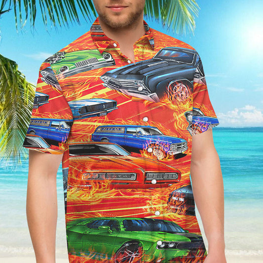 Car On Fire - Hawaiian Shirt-Hawaiian Shirt Gift, Christmas Gift