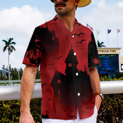 Scary Vampire Castle Halloween Dramatic Hawaiian Shirt,Hawaiian Shirt Gift, Christmas Gift
