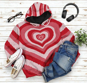 3D Red Heart Wave Custom Sweater