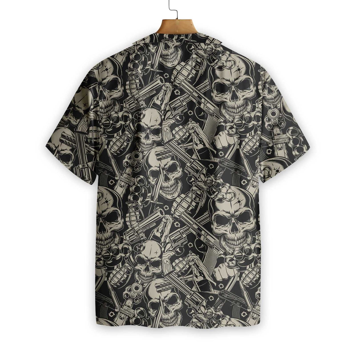 Classic Guns And Skulls Pattern Hawaiian Shirt, Hawaiian Shirt Gift, Christmas Gift