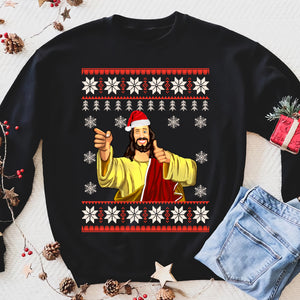 Ugly Xmas Jumper Pullover Sweater Sz M Jesus Party Christmas Funny Holidays Top - Funny sweatshirt gifts christmas ugly sweater for men and women