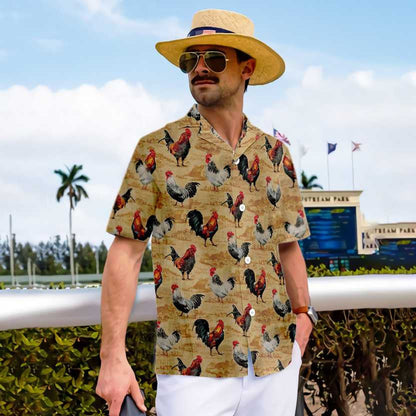 Cattle Farm Vintage Chicken Farm Design Hawaiian Shirt, Hawaiian For Gift
