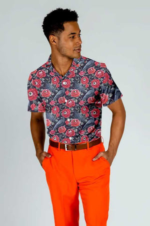 Raven And Red Rose Halloween Darkness Hawaiian Shirt,Hawaiian Shirt Gift, Christmas Gift