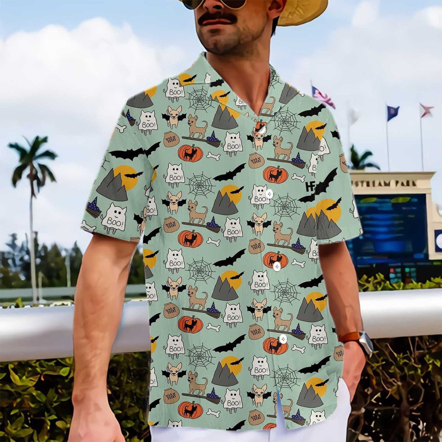 Halloween Chihuahua Shirt For Men Hawaiian Shirt, Hawaiian For Gift