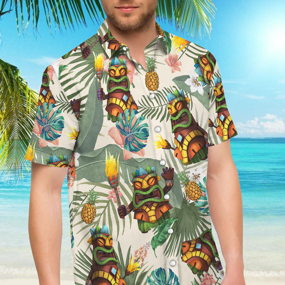 Léine Haváíais Tiki - Léine Haváis Tiki Tropical Pineapple - Bronntanais ar Théamaí Trá is Fearr, Bronntanas Léine Haváís, Bronntanas Nollag