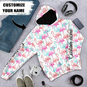 3D Flamingo Pink Blue Water Hoodie Custom Hoodies