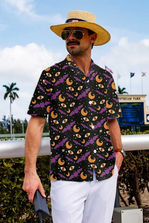 Purple Bats Eyes At Night Dramatic Hawaiian Shirt,Hawaiian Shirt Gift, Christmas Gift