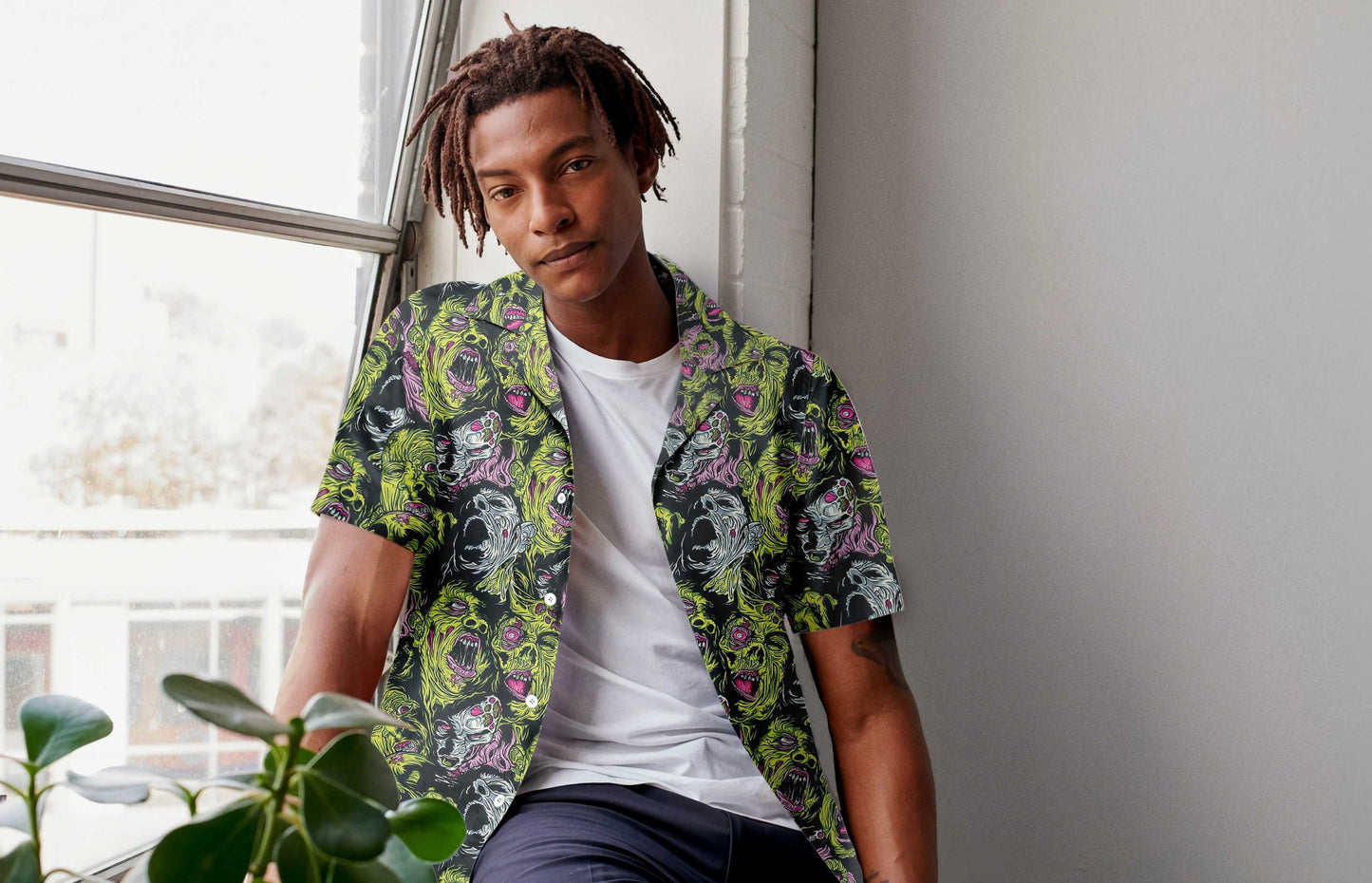 Horror Zombie Head Scream Dramatic Hawaiian Shirt, Hawaiian For Gift