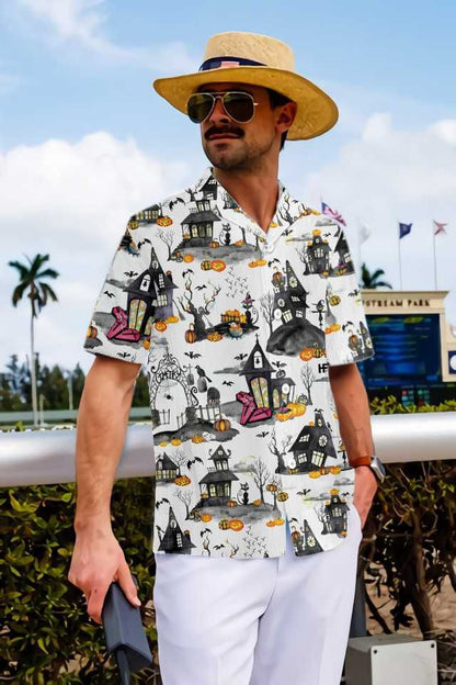 Haunted Houses Halloween Hawaiian Shirt, Halloween Shirt For Men And Women, Hawaiian For Gift