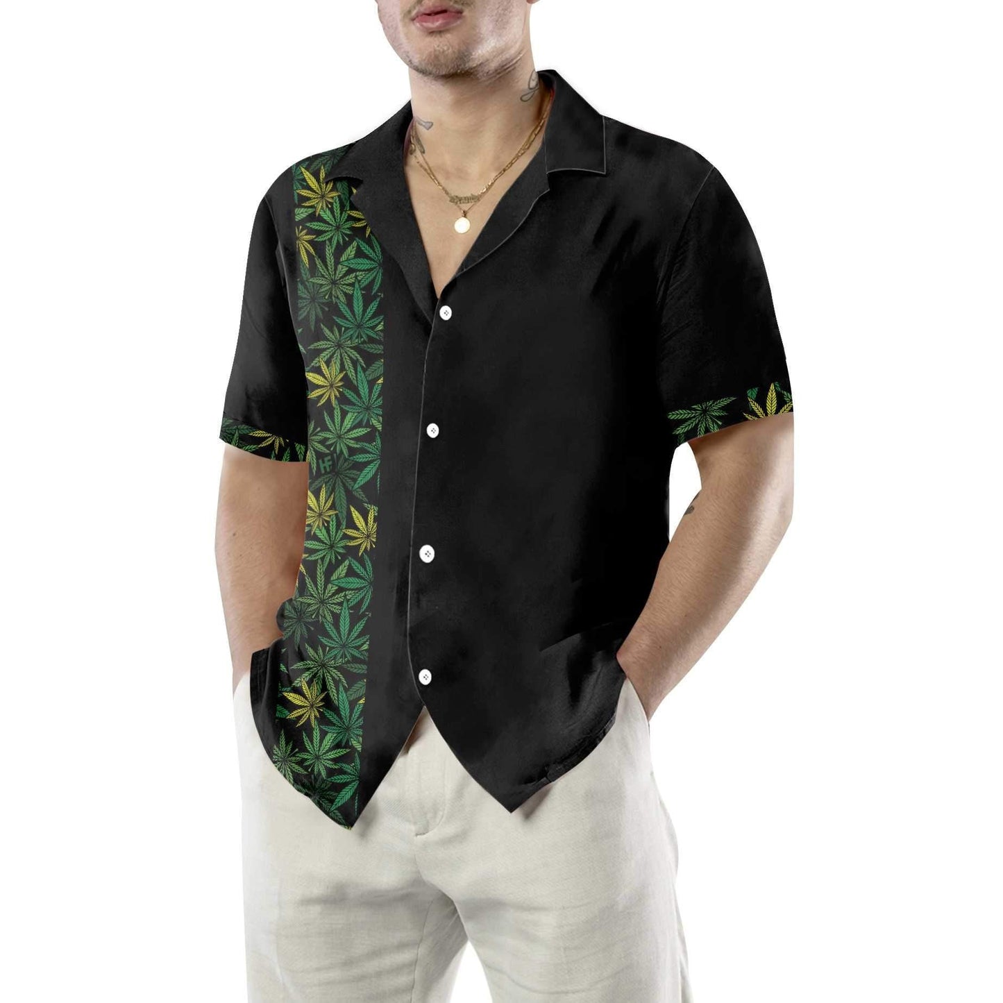 Black Background Retro Cannabis Marijuana Design Hawaiian Shirt,Hawaiian Shirt Gift, Christmas Gift
