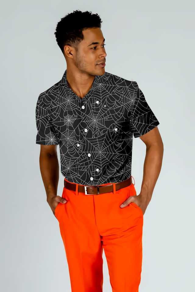 Halloween Spider Web Hawaiian Shirt, Hawaiian For Gift