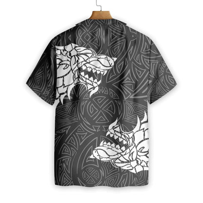 Viking Winter Wolf Rune Design Hawaiian Shirt, Hwaiian For Gift