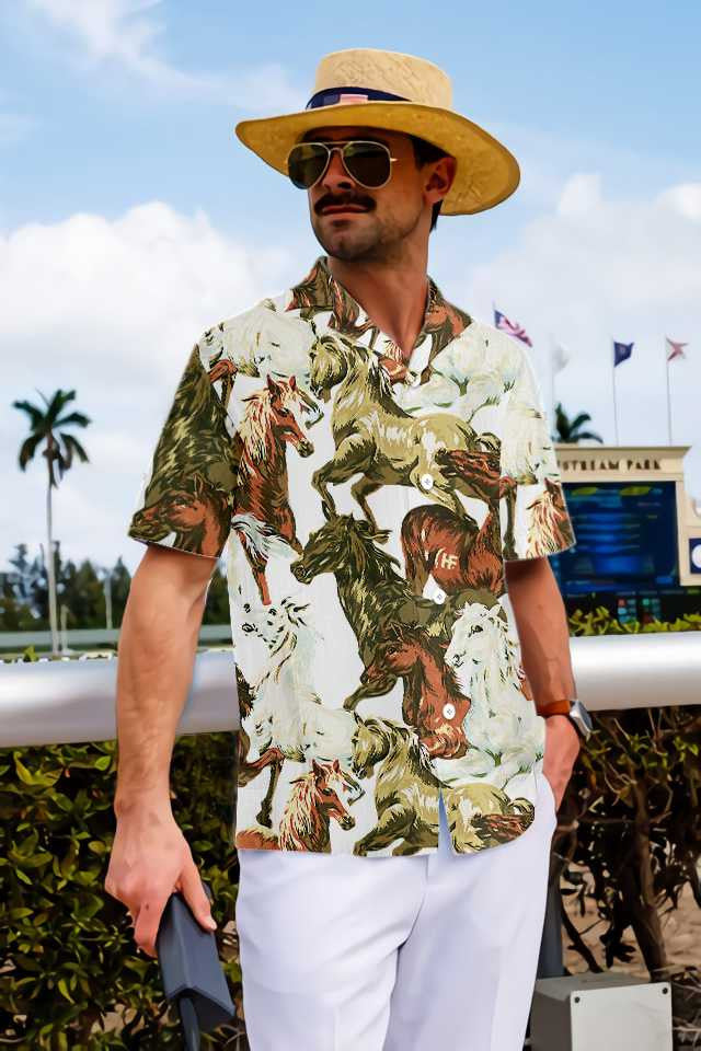 Wild And Free Horses Painting Design Hawaiian Shirt, Hwaiian For Gift