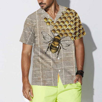 Vintage Honey Bee Design Hawaiian Shirt Magazine Background,Hawaiian Shirt Gift, Christmas Gift