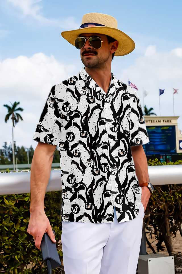 Dearadh Penguin Dubh Agus Bán Léine Haváís, Bronntanas Léine Haváíais, Bronntanas Nollag