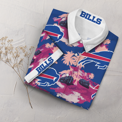 Buffalo Bills Hawaiian Button-Up Shirt,Hawaiian Shirt Gift, Christmas Gift