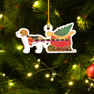Merry Xmas Beagle Ornament Set, Merry Woofmas Ornament Set, Funny Xmas Ornament Family Gift Idea For Dog Lover