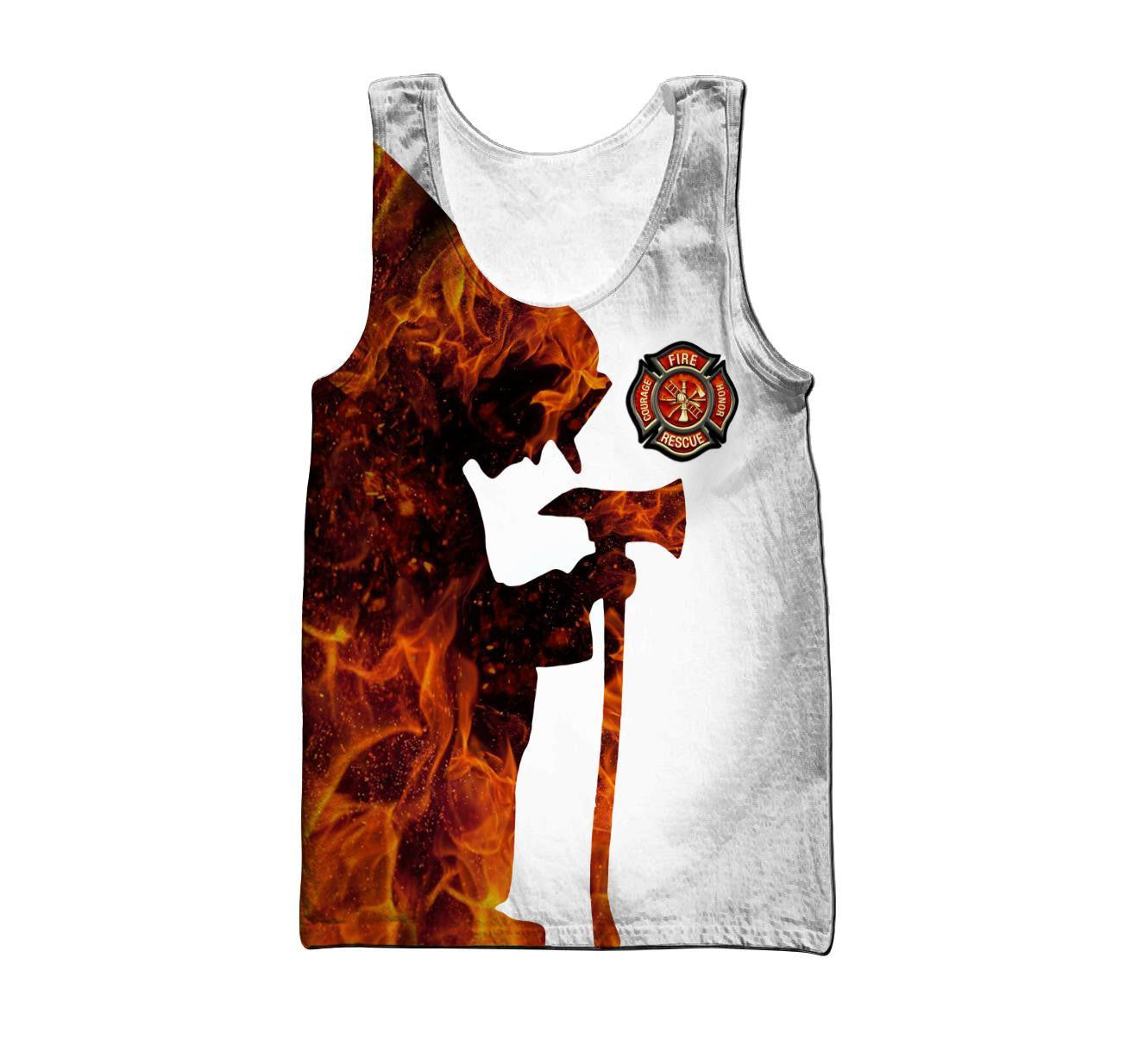 Firefighter On Fire Theme Pretty Ornamental Hawaiian Shirt,Hawaiian Shirt Gift, Christmas Gift