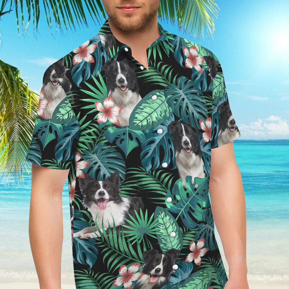 Border Collie Hawaiian Shirt - Border Collie Green Tropical Hawaiian Shirt - Summer Gifts For Men,Hawaiian Shirt Gift, Christmas Gift