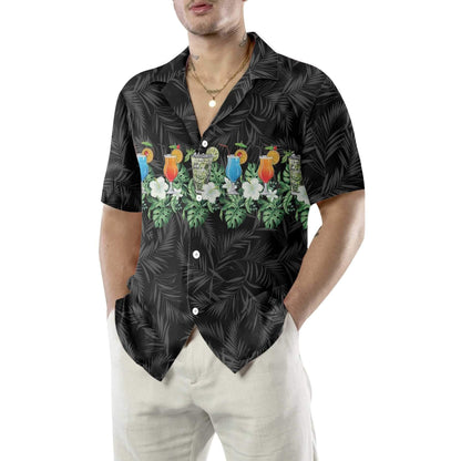 Black Background Tropical Aloha Bartender Design Hawaiian Shirt,Hawaiian Shirt Gift, Christmas Gift