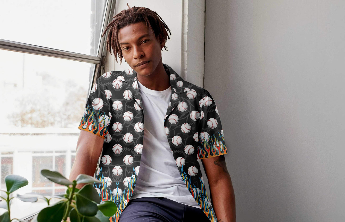 The Passion Of Sport Flame Baseballs Design Hawaiian Shirt, Hawaiian Shirt Gift, Christmas Gift