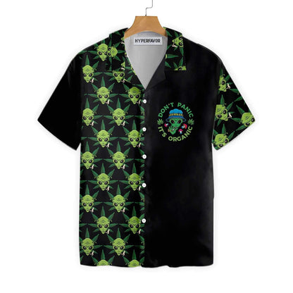 Funny Alien Organic Marijuana Design Hawaiian Shirt,Hawaiian Shirt Gift, Christmas Gift