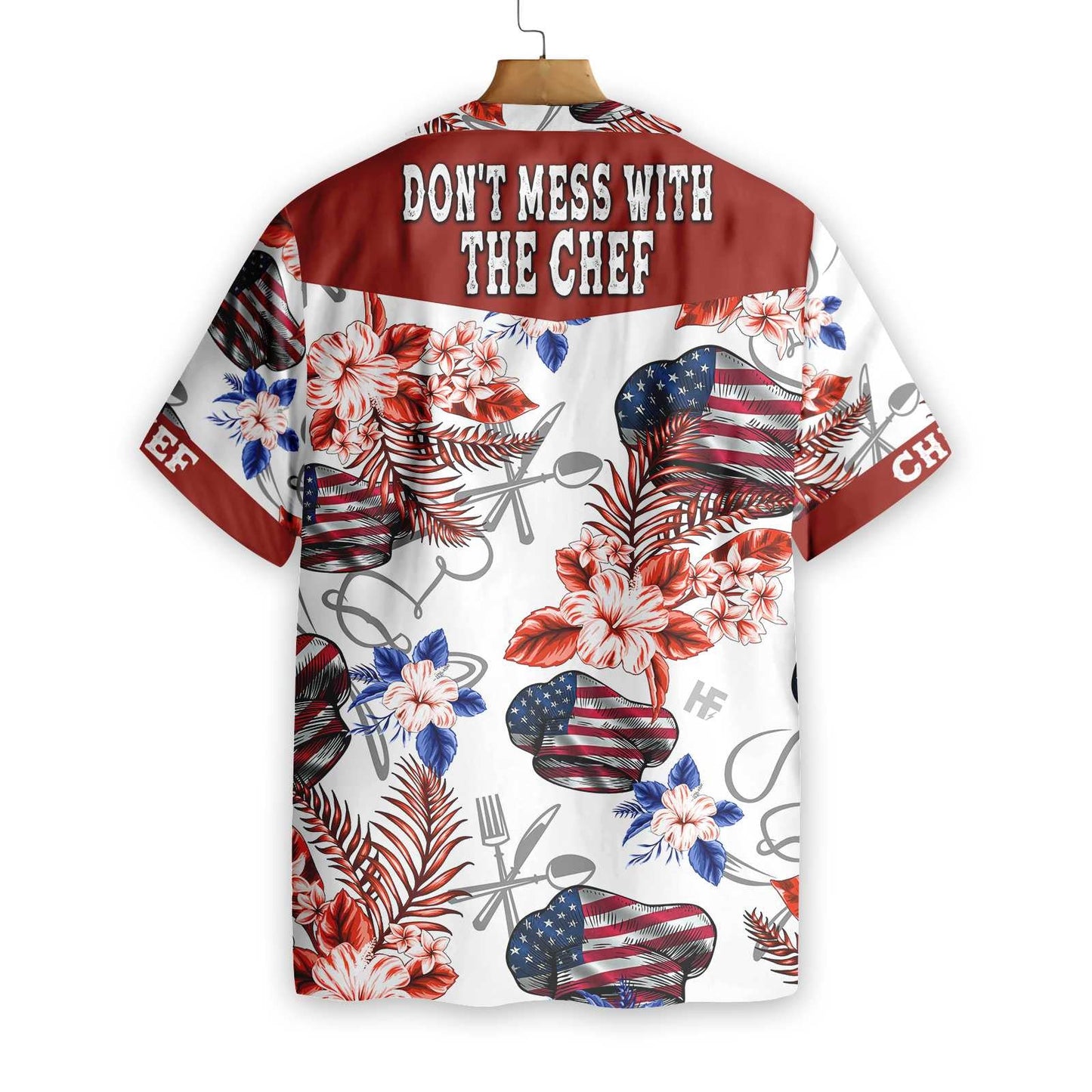 Maroon And White American Flag Chef Hawaiian Shirt,Hawaiian Shirt Gift, Christmas Gift