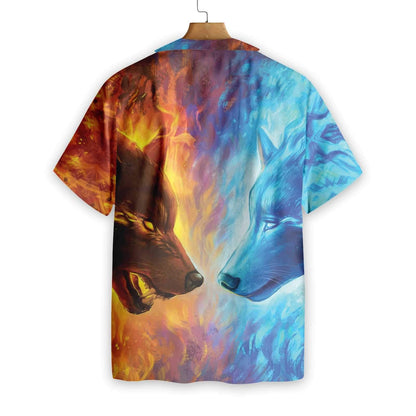 Legend Ice And Fire Wolf Hawaiian Shirt, Hawaiian Shirt Gift, Christmas Gift