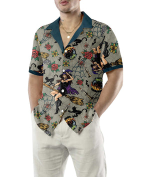 Awesome Halloween Witches Night Design Hawaiian Shirt, Hawaiian For Gift