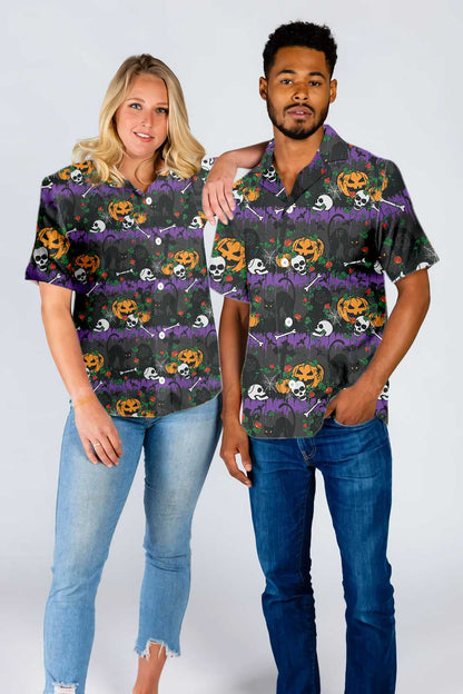 Beautiful Halloween Pumpkin And Black Cats Hawaiian Shirt, Hawaiian For Gift