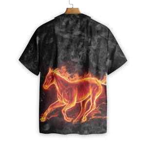 Wild Life Fire Horse Design Hawaiian Shirt, Hwaiian For Gift