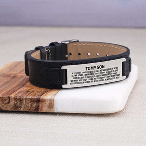 To My Son - I Will Always Love You Men's Leather Bracelet