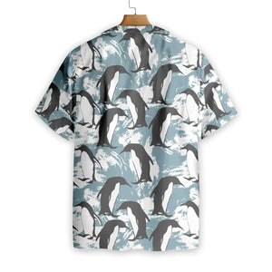 Arctic Life Penguin Seamless Design Hawaiian Shirt, Hawaiian For Gift