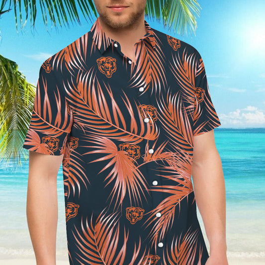 Chicago Bears Nfl Mens Hawaiian Aloha Button Up Shirt Hawaiian Shorts Beach Short Sleeve_Hawaiian Shirt Gift, Christmas Gift